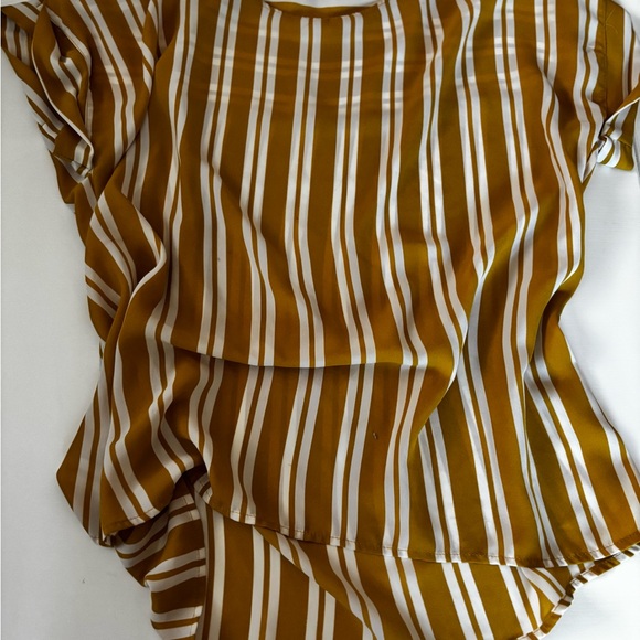 Striped Mustard and White Women's Top - Picture 1 of 2